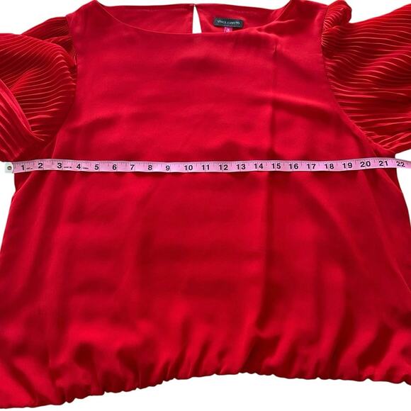 Vince Camuto - Red Chiffon Pleated Sleeve Blouse - XL - Picture 7 of 8